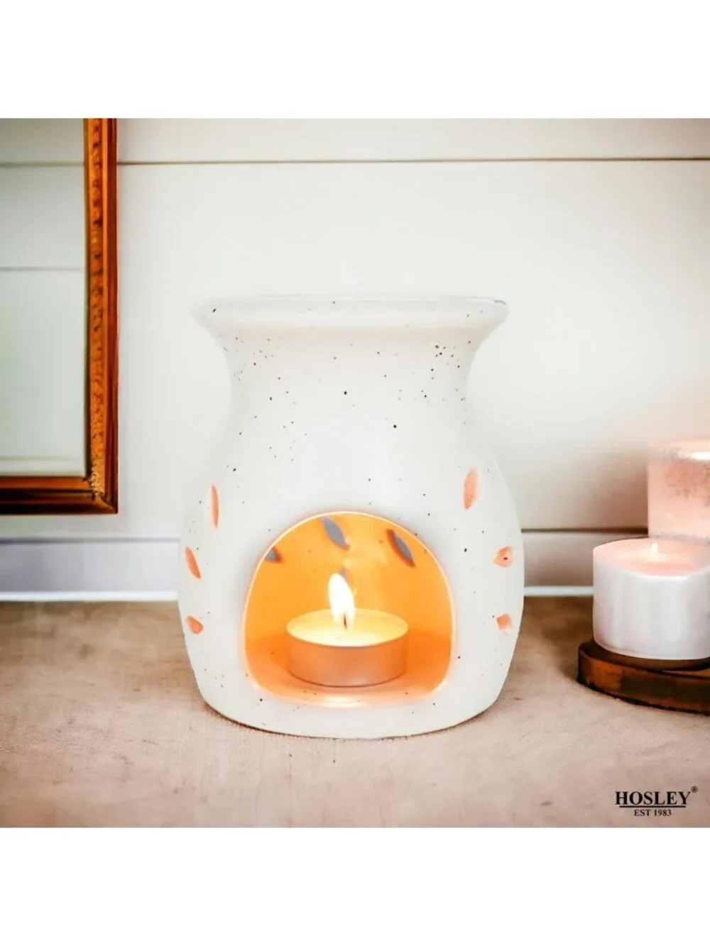 Elegant Ceramic Oil Warmers Set of 3 - Leaf Pattern, Tealight Compatible